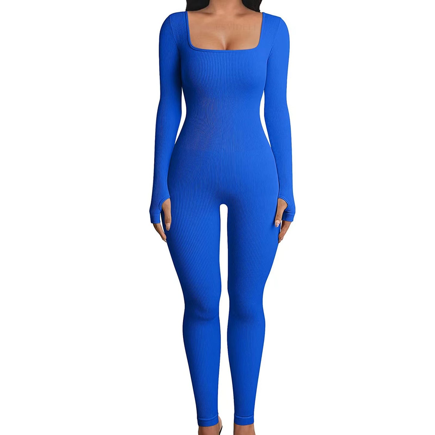 Square Neck And Buttocks Lifting Slim Fitting Jumpsuit