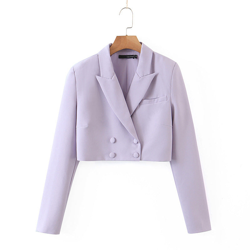 Office lady women set double-breasted button short women blazer high waist irregular shorts pants long sleeve suit women