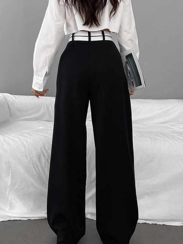 Commuter Color Suit Pants Women's Casual Drape Mop Pants Wide Leg Pants