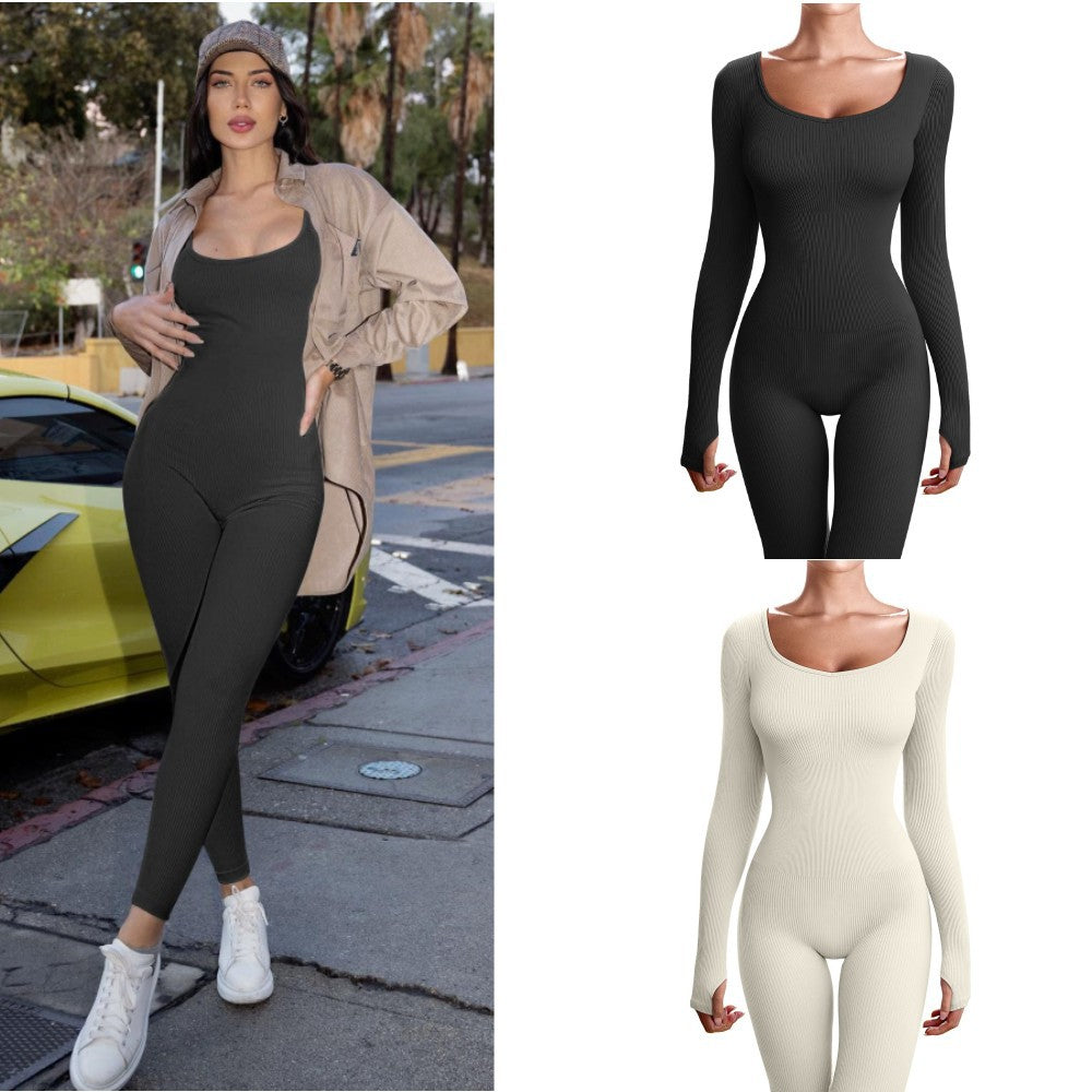 Women's Long Sleeve Quick Drying Sports Yoga Jumpsuit