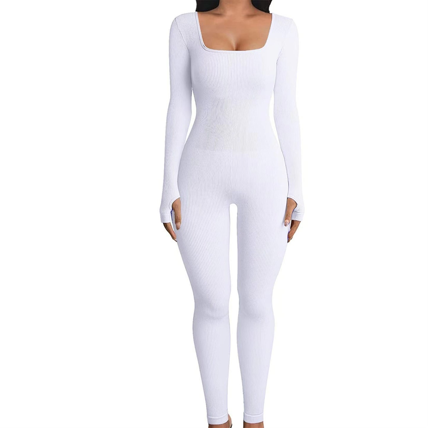 Square Neck And Buttocks Lifting Slim Fitting Jumpsuit